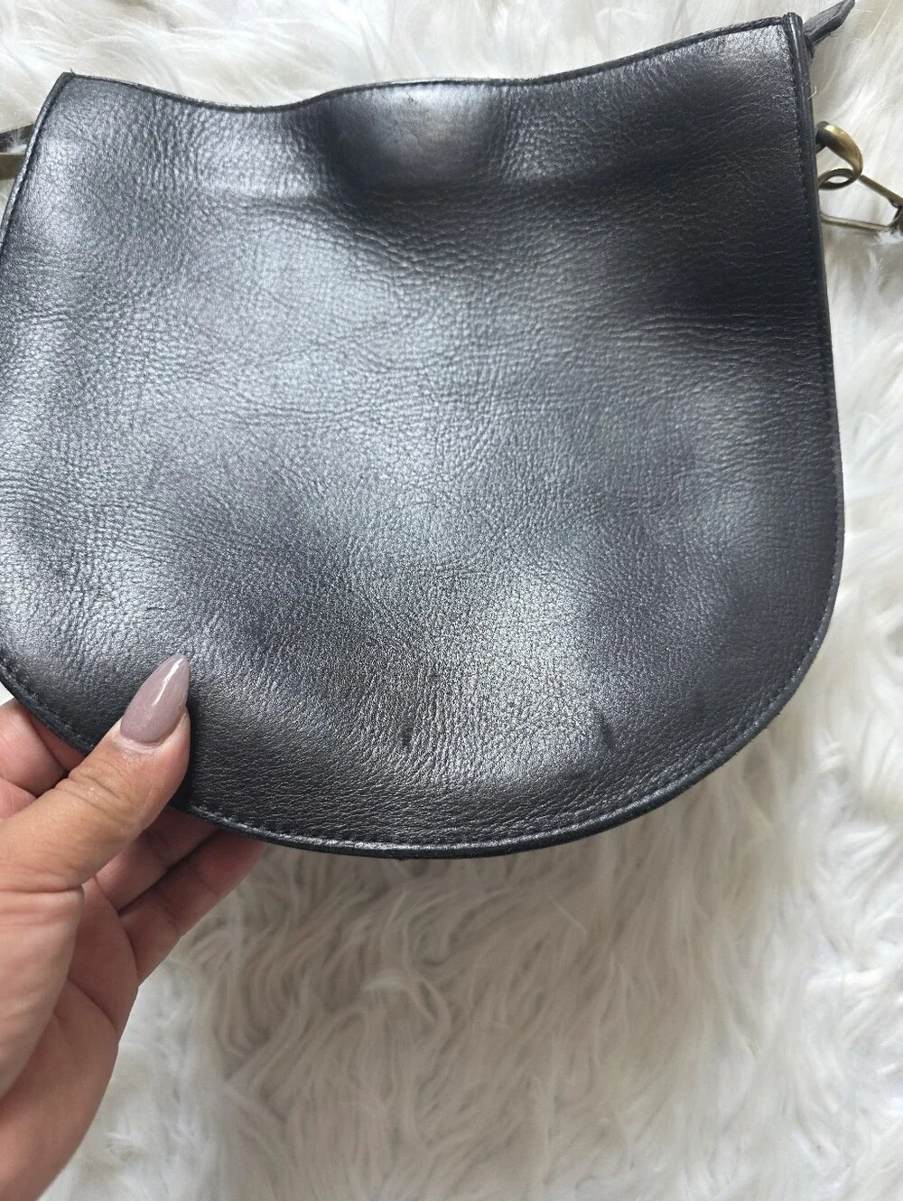 Madewell Black Leather Crossbody Saddle Bag